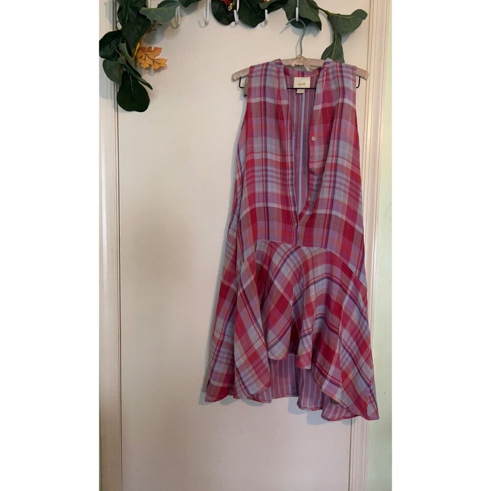 MAEVE Anthropologie Pippa XS High-Low Plaid Dress